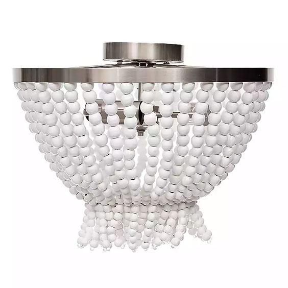 This white beaded flush mount is a perfect statement making piece! #ABlissfulNest