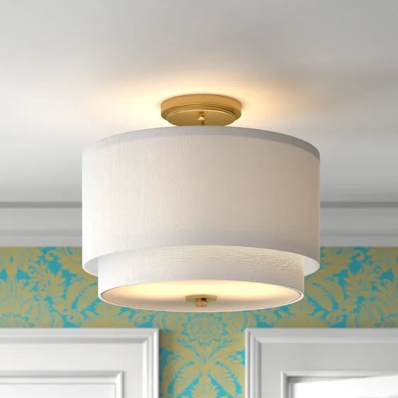 This tiered shaded flush mount is a twist on a classic look! #ABlissfulNest