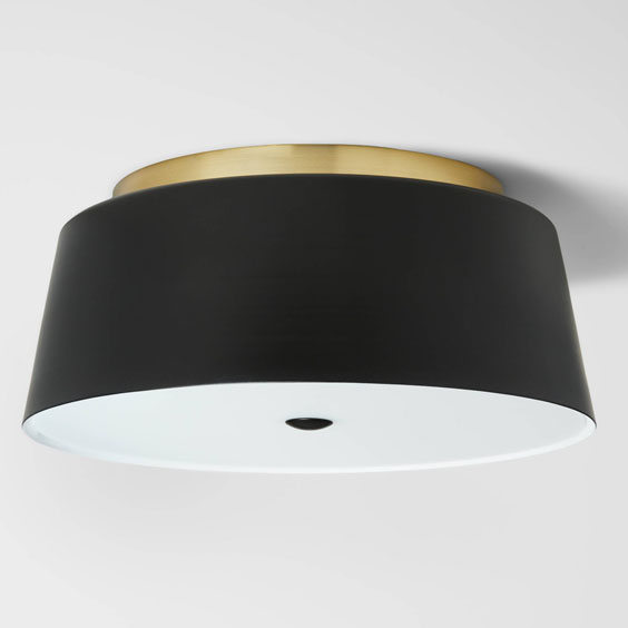 This black and gold semi-flush mount is so modern and sleek! #ABlissfulNest