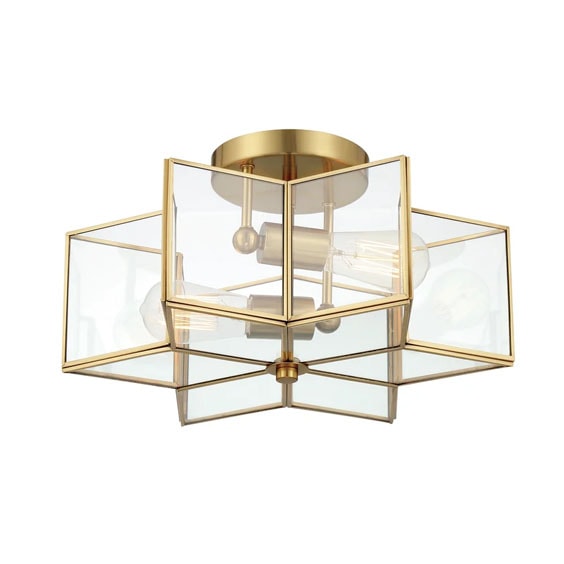 This gold star-shaped flush mount light is so glam - so stunning! #ABlissfulNest