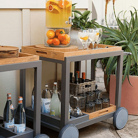 Turn a bar cart into an outdoor bar