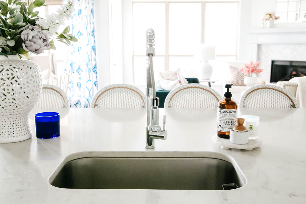 View from our sink. Lost of light in this bright white kitchen. #ABlissfulNest #whitekitchen