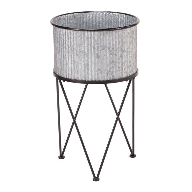 Galvanized Metal Column Planter with Stand