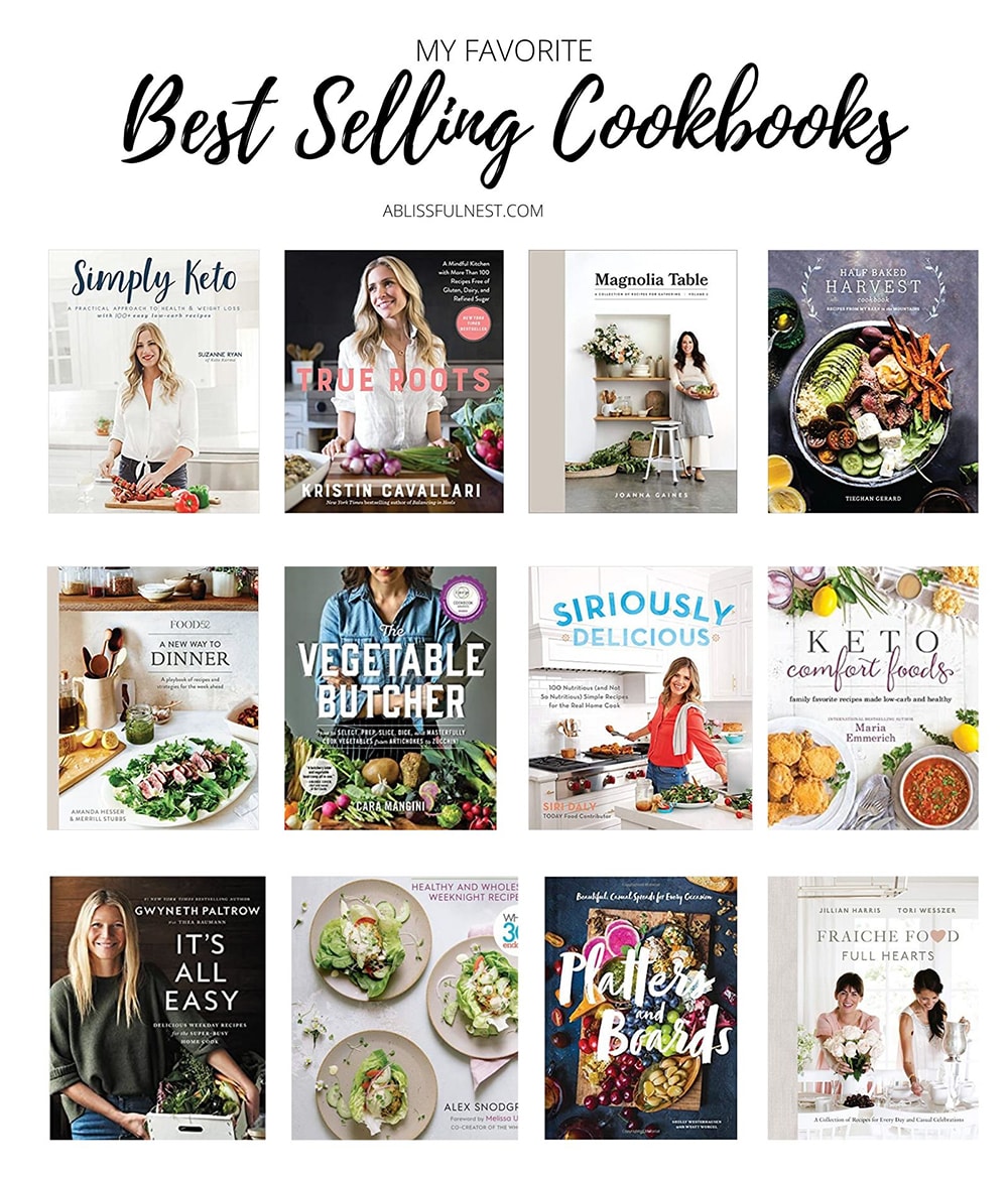 From baking to dinner recipes, these are the most popular and best selling cookbooks! #ABlissfulNest #cooking #cookbooks #dinnerrecipes
