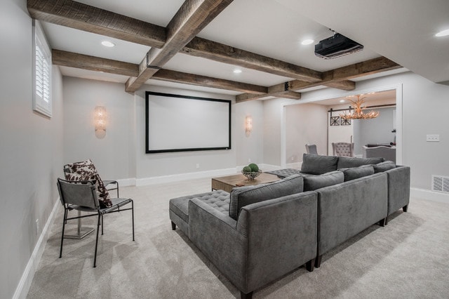 A modern farmhouse home theater room. #hometheater #mediaroom #theater