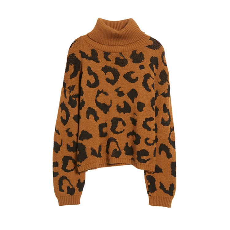 This leopard printed turtleneck sweater is under $50! #ABlissfulNest