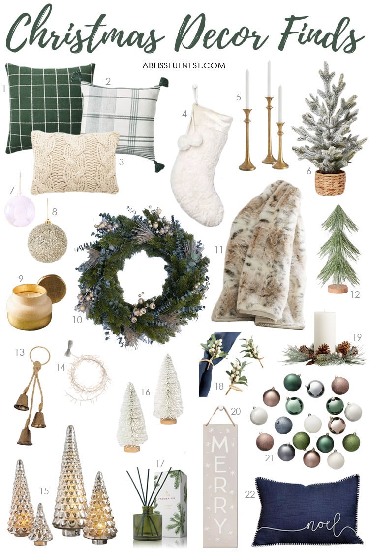 So many beautiful affordable Christmas decor items to create a cozy holiday home. #ABlissfulNest #christmasdecor #christmasdecorating 