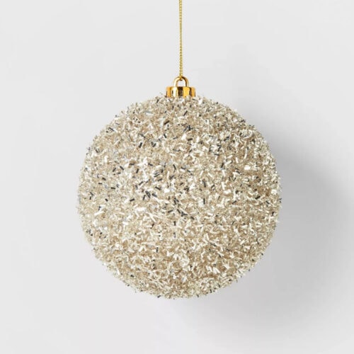These gold tinsel ornaments are $3 and so fun to add some sparkle to your Christmas tree! #ABlissfulNest