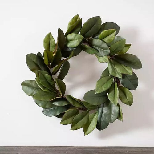 This magnolia leaf wreath is under $50! #ABlissfulNest