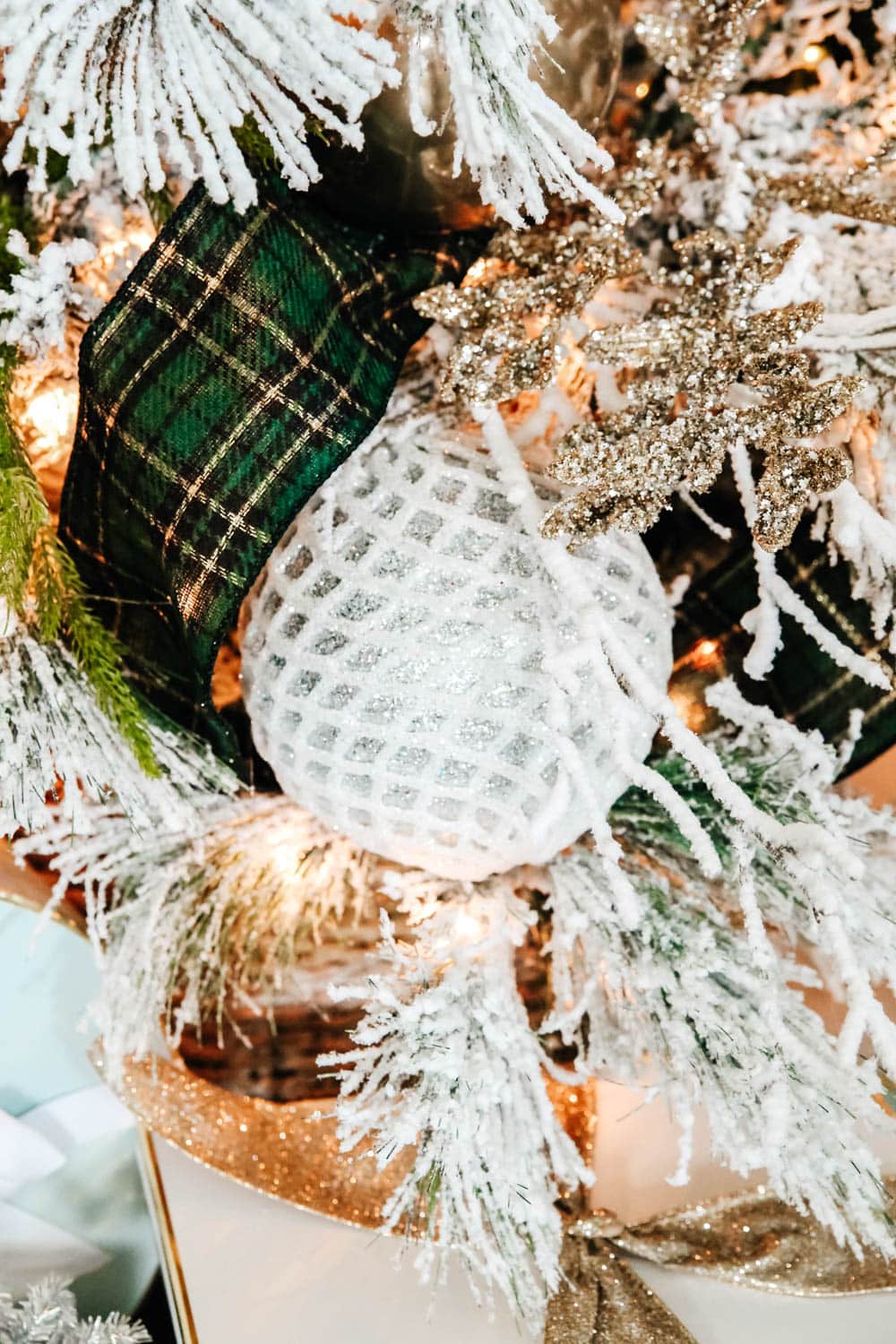 Green and Gold Plaid Christmas Tree