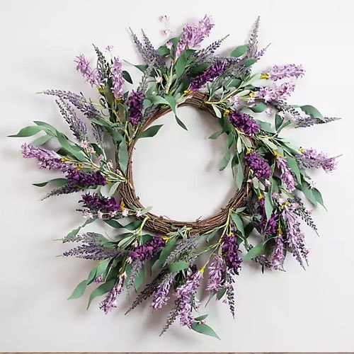 This gorgeous lavender and berry wreath is under $40! #ABlissfulNest