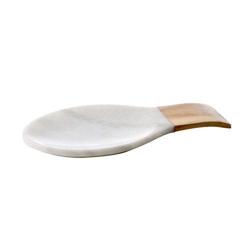This white marble and acacia wood spoon rest is a must have for your kitchen - and the prettiest spoon rest ever! #ABlissfulNest