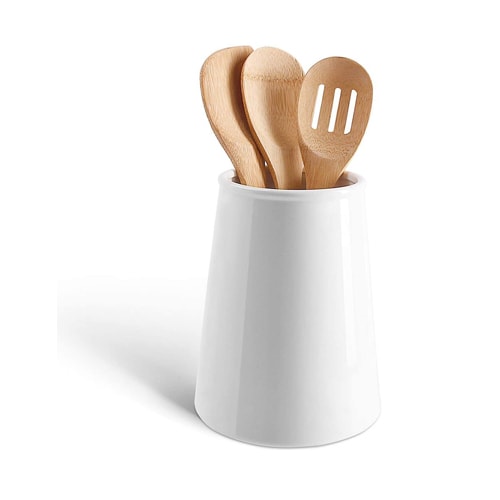 This white utensil holder will fit all of your favorite utensils to display on your counter! #ABlissfulNest