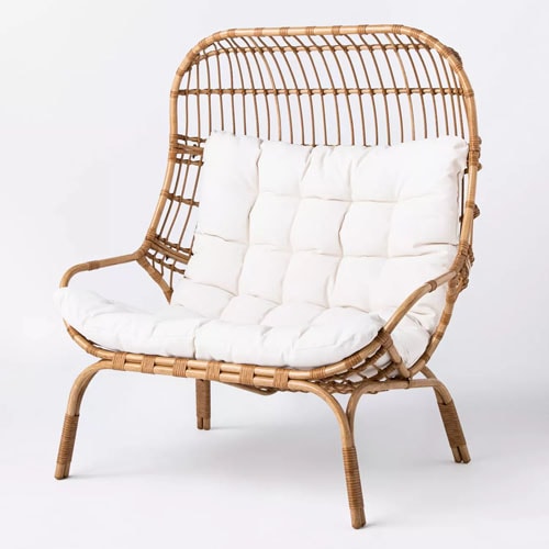 This wicker egg chair is a must have for your patio this spring and summer! #ABlissfulNest