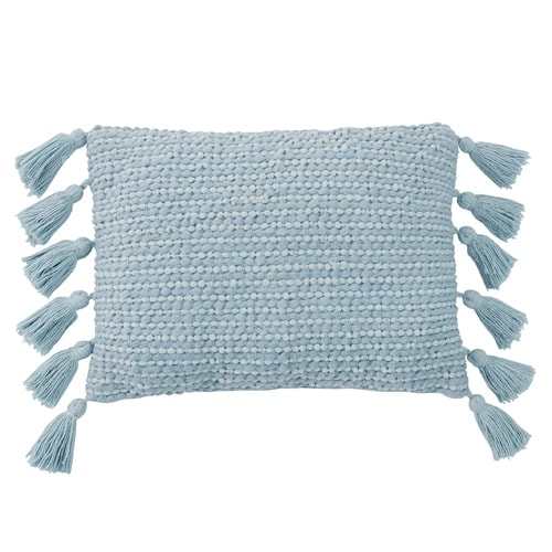 This oblong textured throw pillow is so pretty, the tassels make it so fun! #ABlissfulNest
