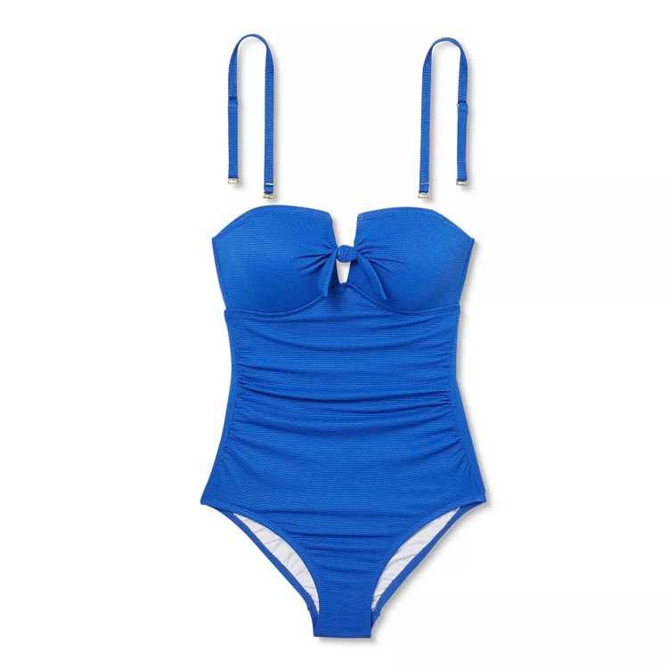 This bliue bandeau swimsuit is under $50 and so cute for summer! #ABlissfulNest