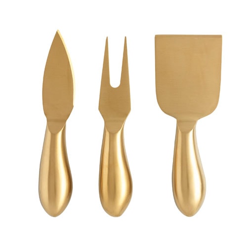 These matte gold cheese knives are under $20 and perfect to serve with your next charcuterie board! #ABlissfulNest