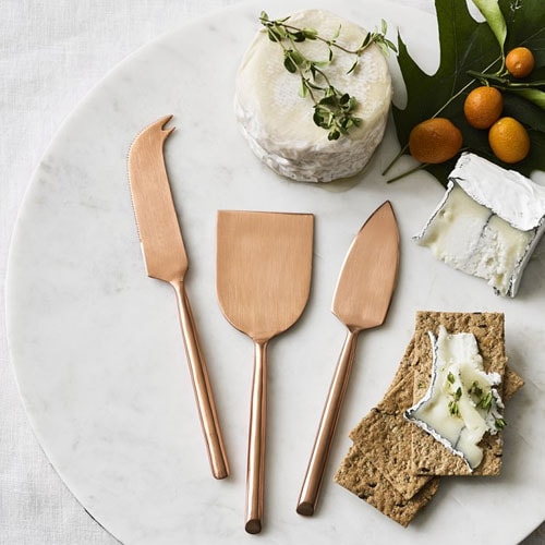 These copper cheese knives are SO pretty and perfect to serve with your next charcuterie board! #ABlissfulNest