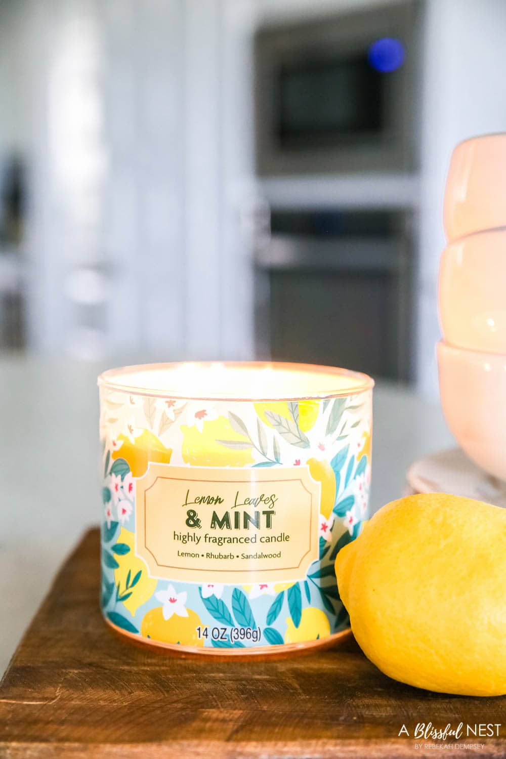 The yummiest smelling candle for your kitchen. #ABlissfulNest #lemon 