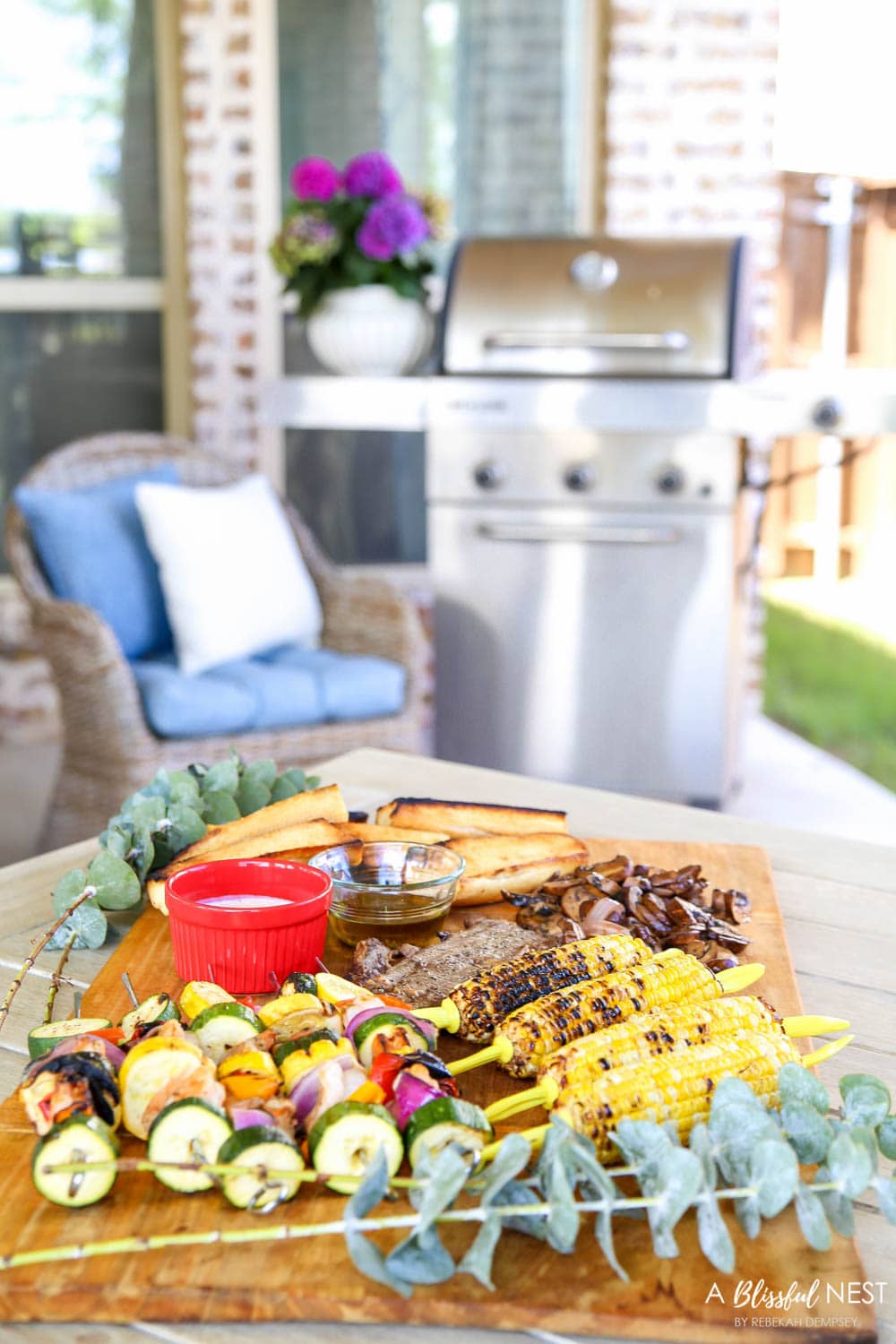 Turn your bbq and grilling recipes into a summer grilling charcuterie board! #ABlissfulNest #charcuterieboard #appetizers