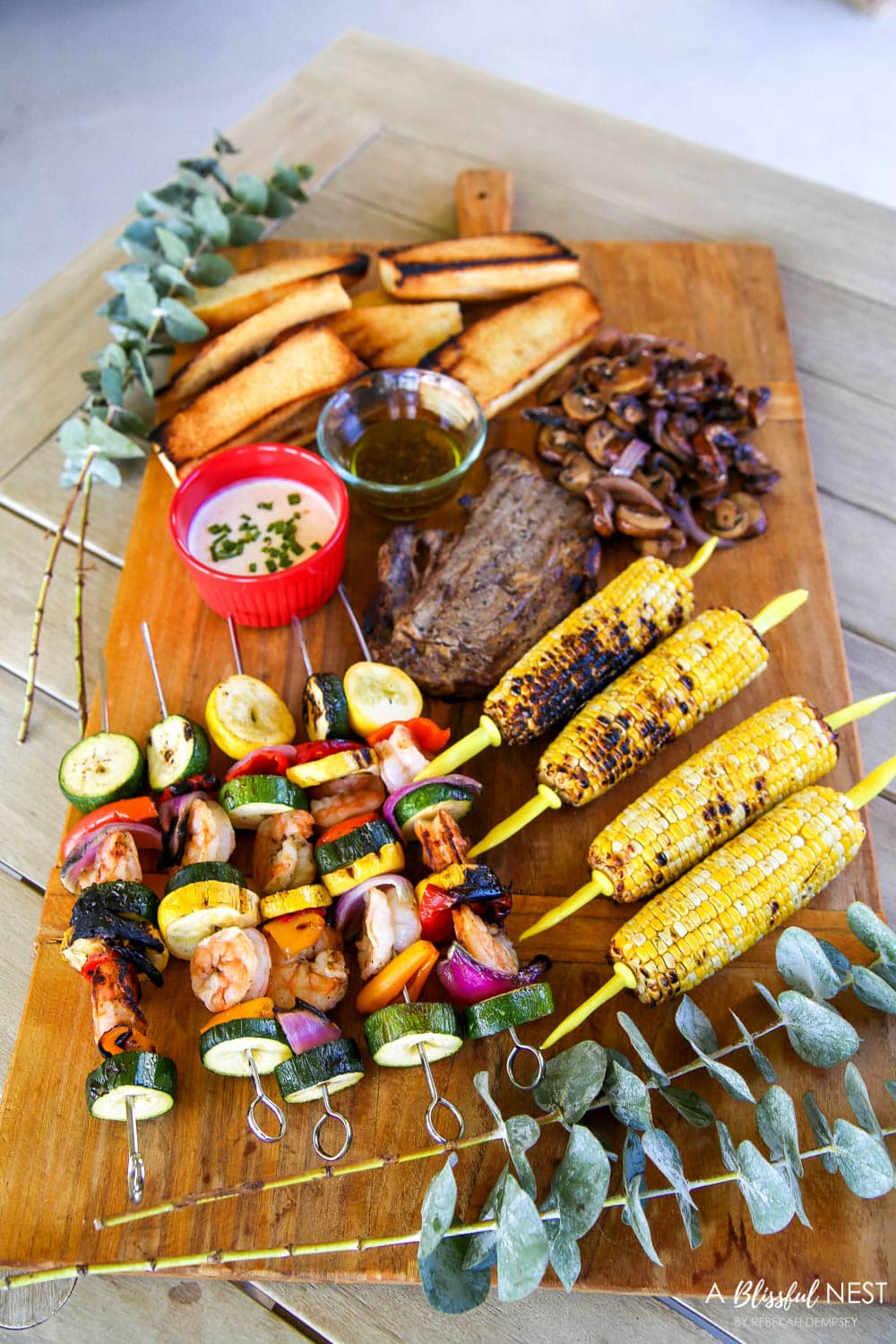 Turn your bbq and grilling recipes into a summer grilling charcuterie board! #ABlissfulNest #charcuterieboard #appetizers