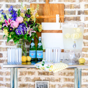 Create a little drink station on an outdoor table for guests. #ABlissfulNest #WalmartHome #ad