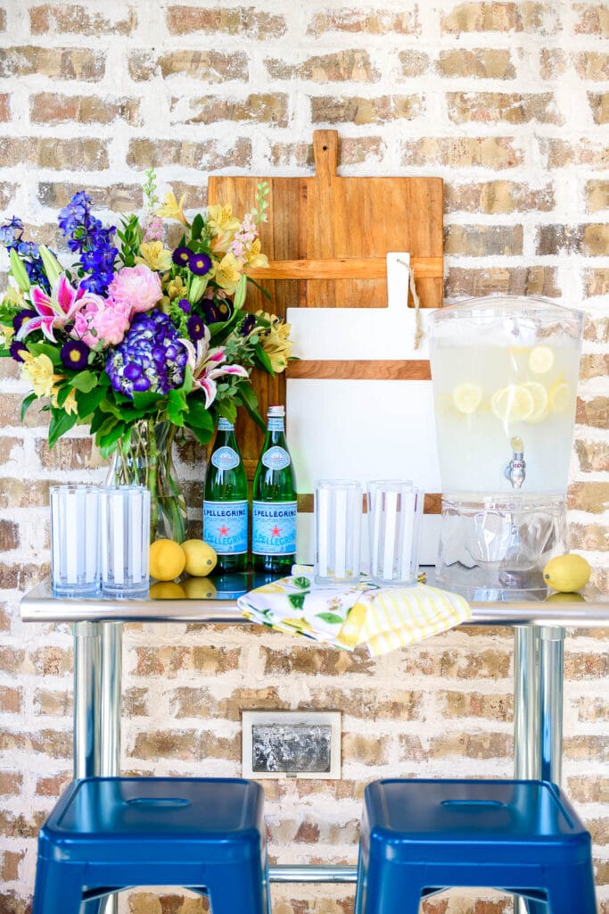 Create a little drink station on an outdoor table for guests. #ABlissfulNest #WalmartHome #ad