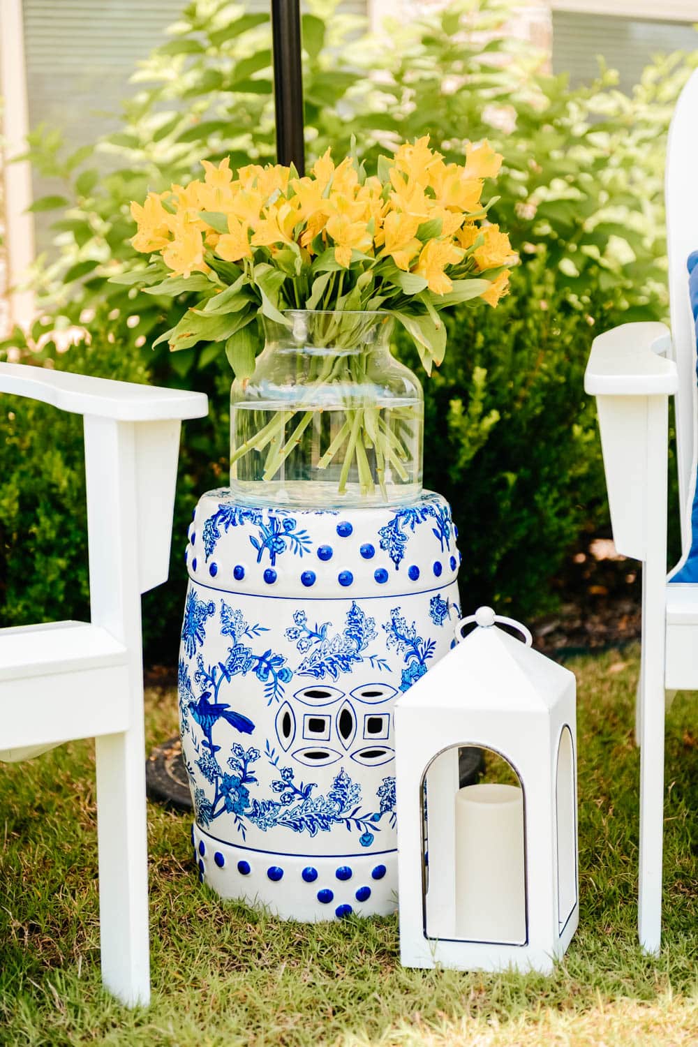 Summer patio sectional, outdoor table, outdoor television, outdoor seating ideas. #ABlissfulNest #summerpatio #patiodecor