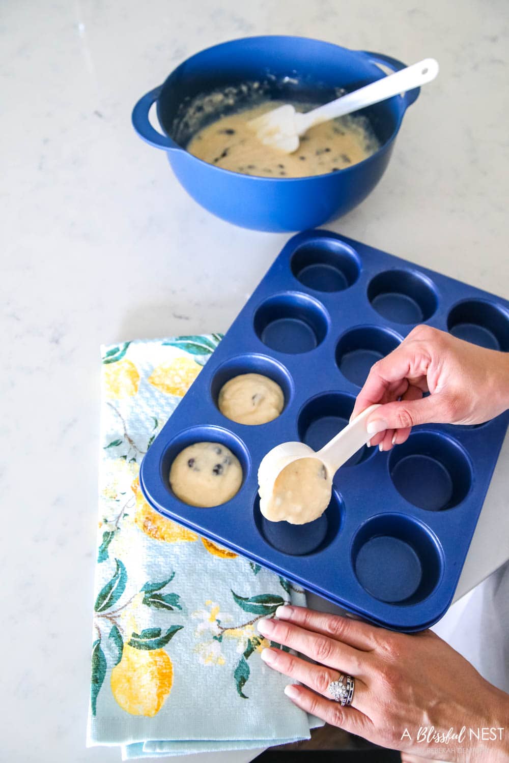 Love these affordable kitchen items for baking and cooking in shades of blue with citrus accents from Walmart. #ABlissfulNest #WalmartHome #sponsored #kitchen #baking