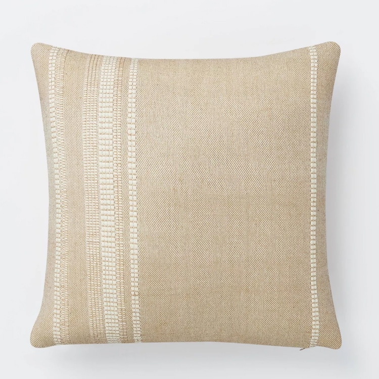 This woven cotton throw pillow is a gorgeous piece to add to your living room! #ABlissfulNest