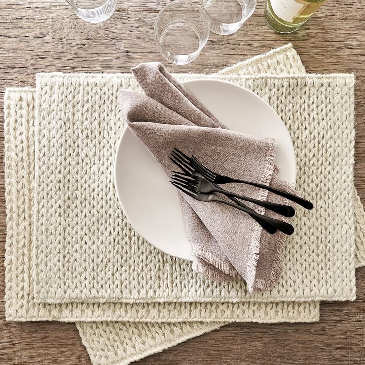 These jute woven placemats are a must have for your next get-together! #ABlissfulNest