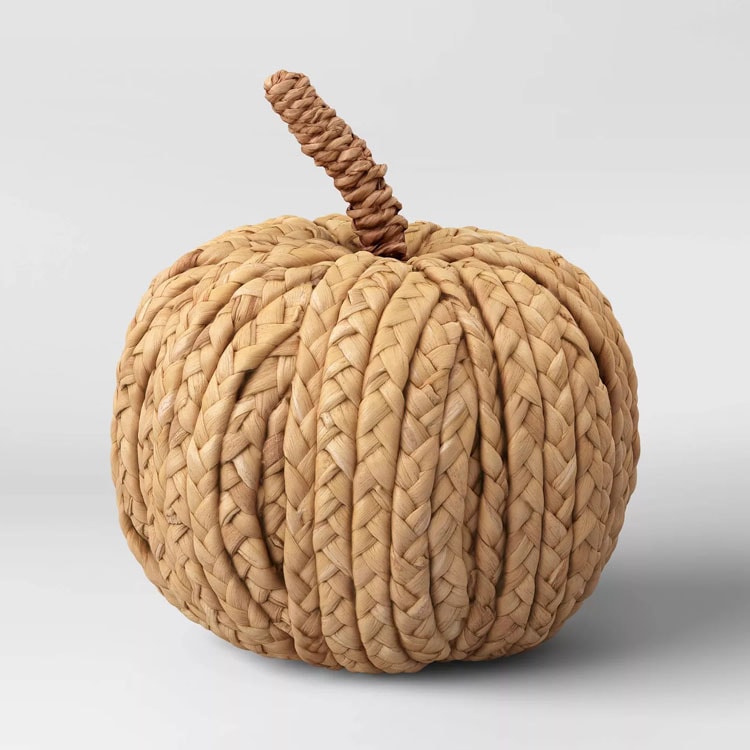 This woven pumpkin is only $10 and will sell out quickly! Perfect piece of fall decor! #ABlissfulNest