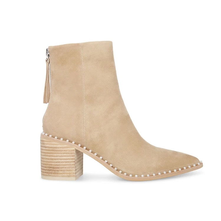 These pearl embellished suede booties are a fall must have! #ABlissfulNest