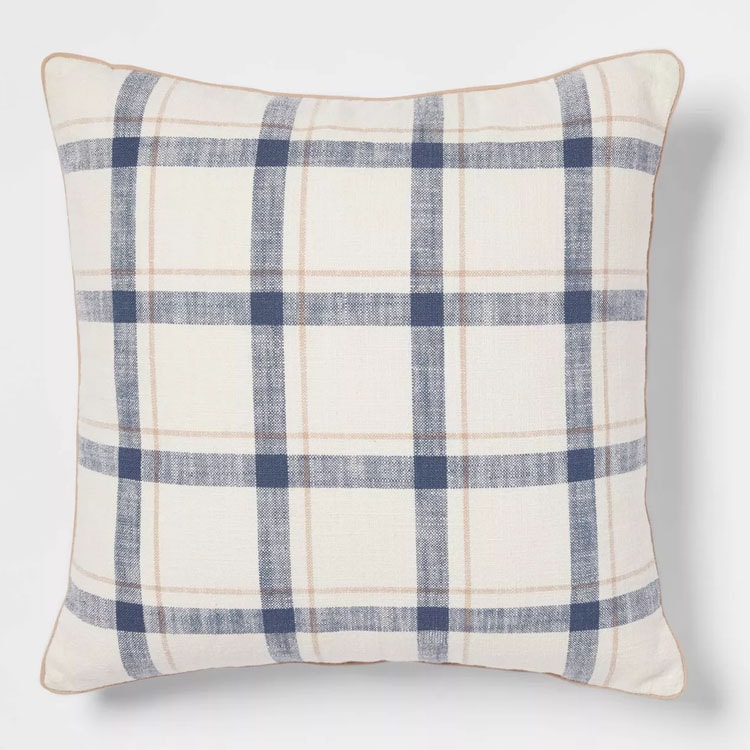 This woven plaid throw pillow is only $15! #ABlissfulNest