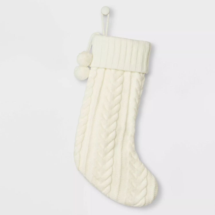 This cable knit Christmas stocking is only $15! #ABlissfulNest