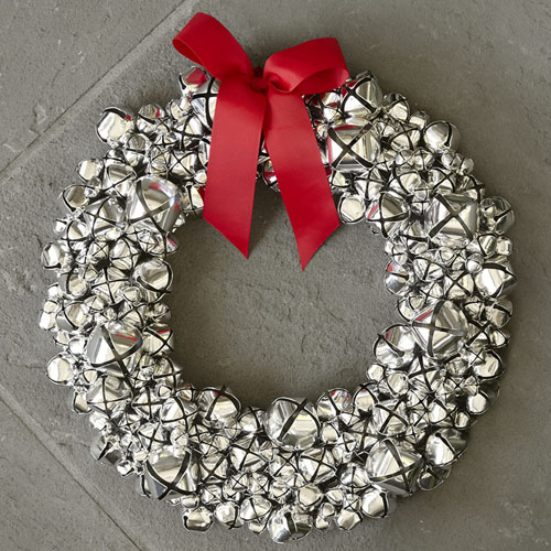 This silver jingle bell wreath is so festive and fun for the holidays! #ABlissfulNest