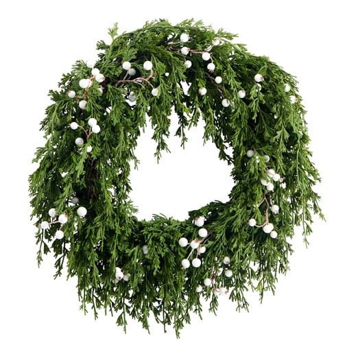 This white berry greenery wreath is the perfect transitional wreath for your front door or inside your home as we get into the holiday season! #ABlissfulNest