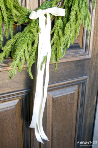 Blue and White Christmas Porch Reveal - A Blissful Nest