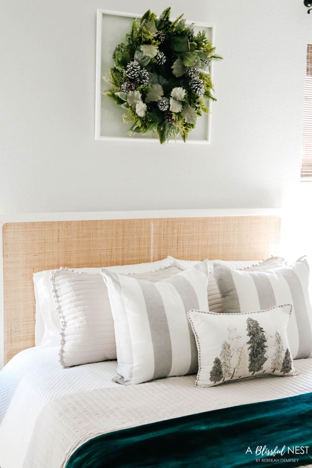 Cozy favorites transform your guest bedroom in time for the holidays. Christmas guest bedroom, holiday guest bedroom. #ABlissfulNest #guestbedroom #holidaybedroom 