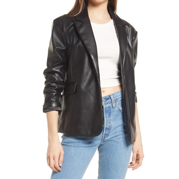 This faux leather blazer is perfect to elevate any look! #ABlissfulNest