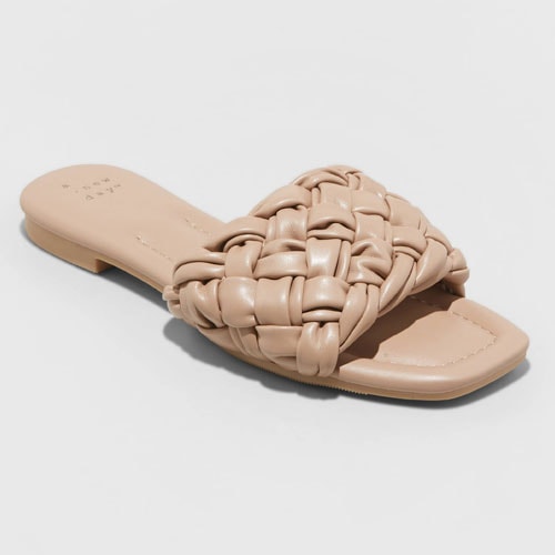 These woven slide sandals are under $30 and are a perfect spring sandal! #ABlissfulNest