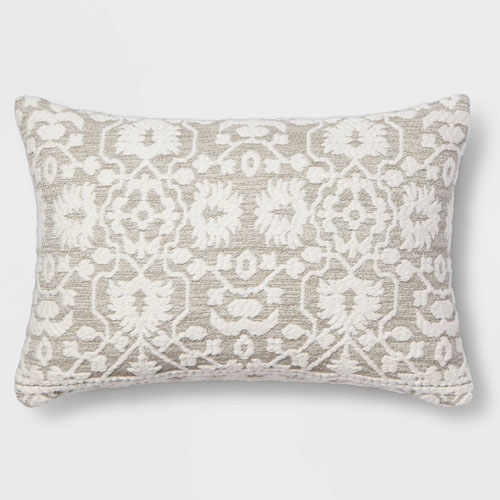 This neutral textured throw pillow is a must have for spring! #ABlissfulNest
