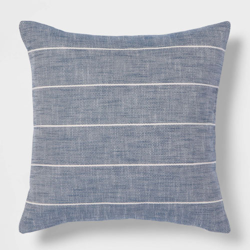 This navy striped throw pillow is a fun bold addition to your spring pillows! #ABlissfulNest