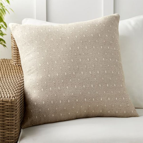 This tan jacquard throw pillow is perfect for spring if you are looking for something neutral! #ABlissfulNest