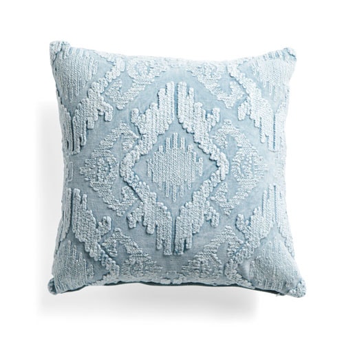 This blue embroidered throw pillow is under $30! #ABlissfulNest