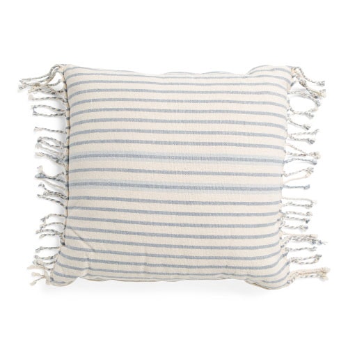 This striped tassel throw pillow is a must have for spring! #ABlissfulNest