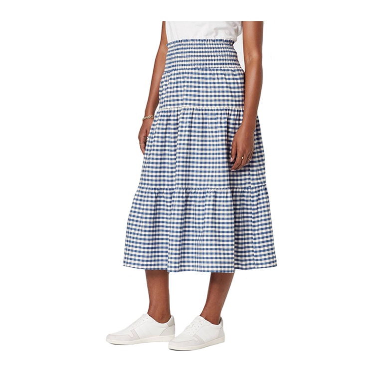 This blue gingham midi skirt is a must have for spring and summer! #ABlissfulNest