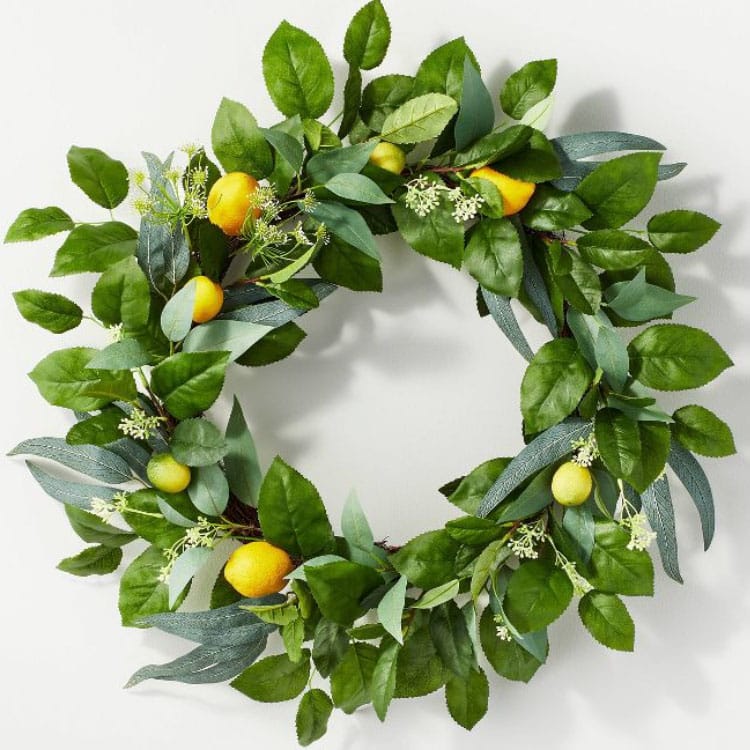 This lemon wreath is under $40 and perfect for your front door! #ABlissfulNest