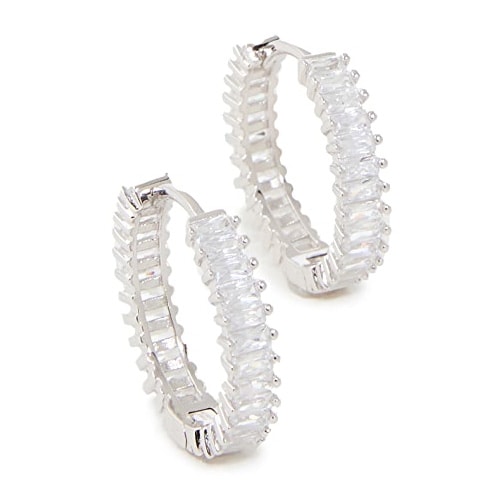These baguette hoop earrings are under $100 and a perfect Mother's Day gift idea! #ABlissfulNest