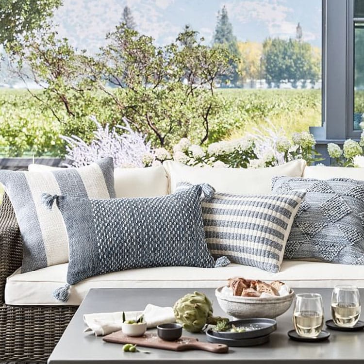 The prettiest blue outdoor pillows for this season! #ABlissfulNest
